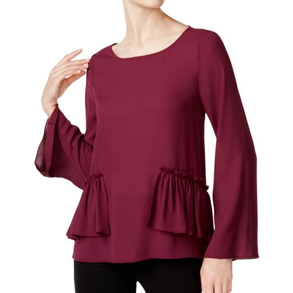 Maison Jules Antibes Peplum Ruffled Bell Sleeve - Picture 1 of 6